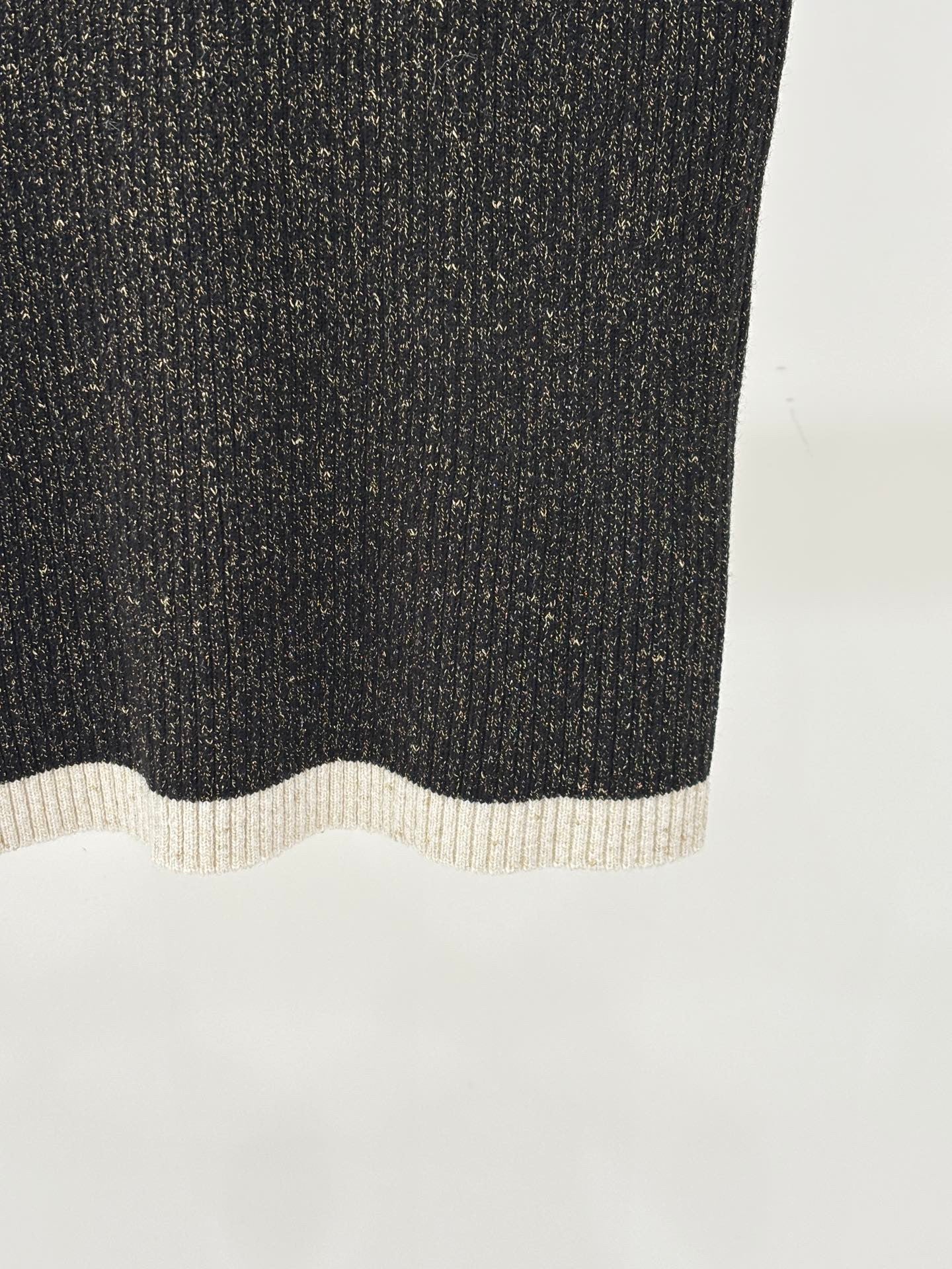 Black & White Tweed-Knit Tank with Metallic Flecks