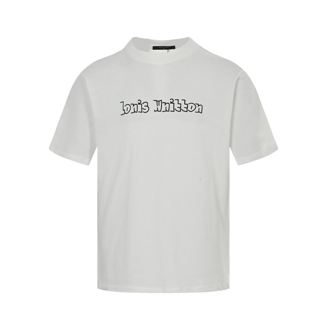 Kurze Ärmel mit Strukturbuchstabenstickerei