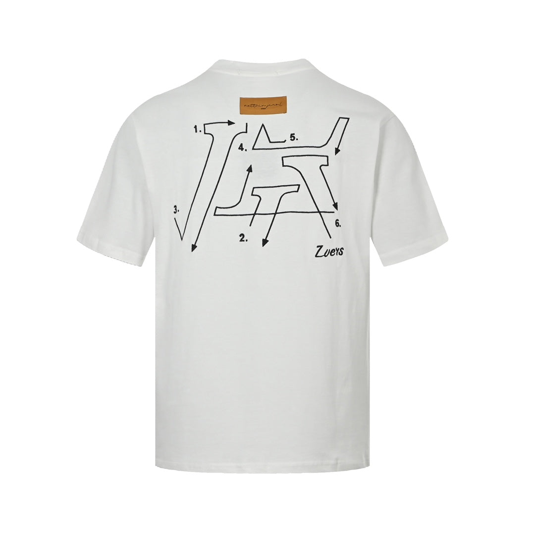 Kurze Ärmel mit Strukturbuchstabenstickerei