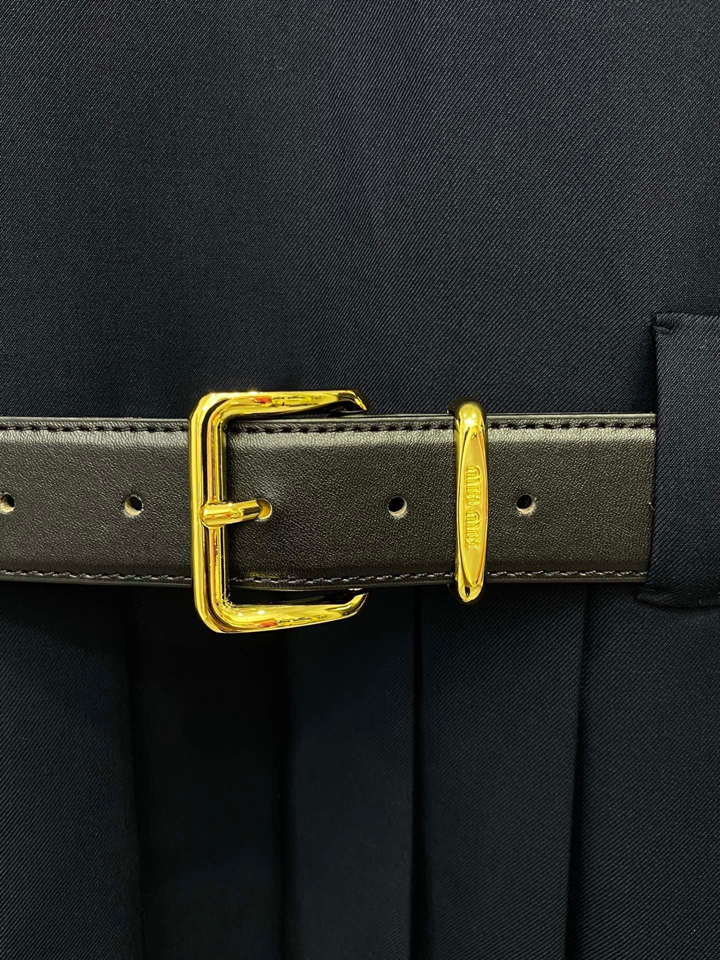 Navy Blue Sleeveless Dress with Belt