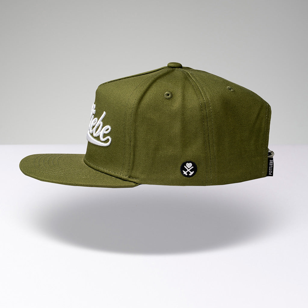POTTLIEBE Snapback - Oliv Weiß 