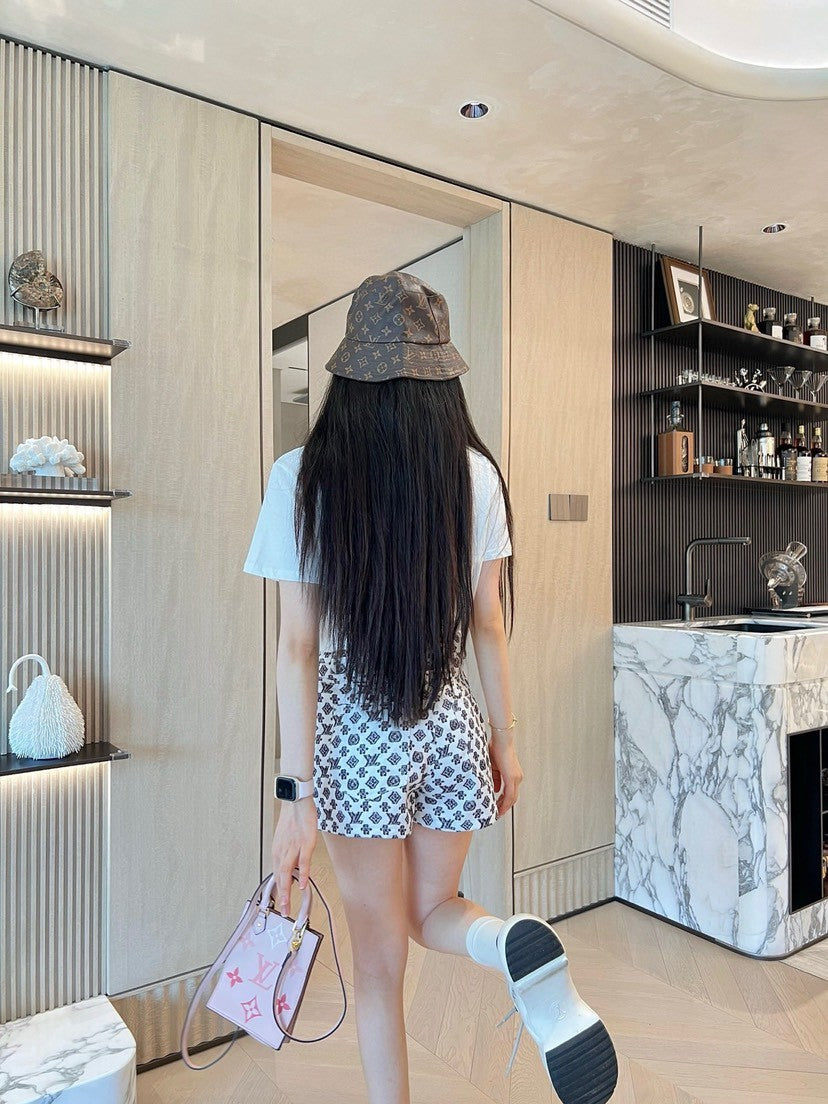 Monogram-Print A-Line Mini Skirt