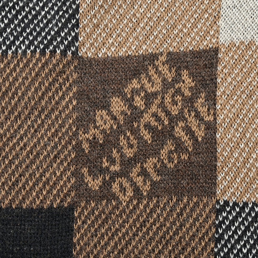 Jacquard-Strick-Kapuzensweatshirt mit Schachbrettmuster