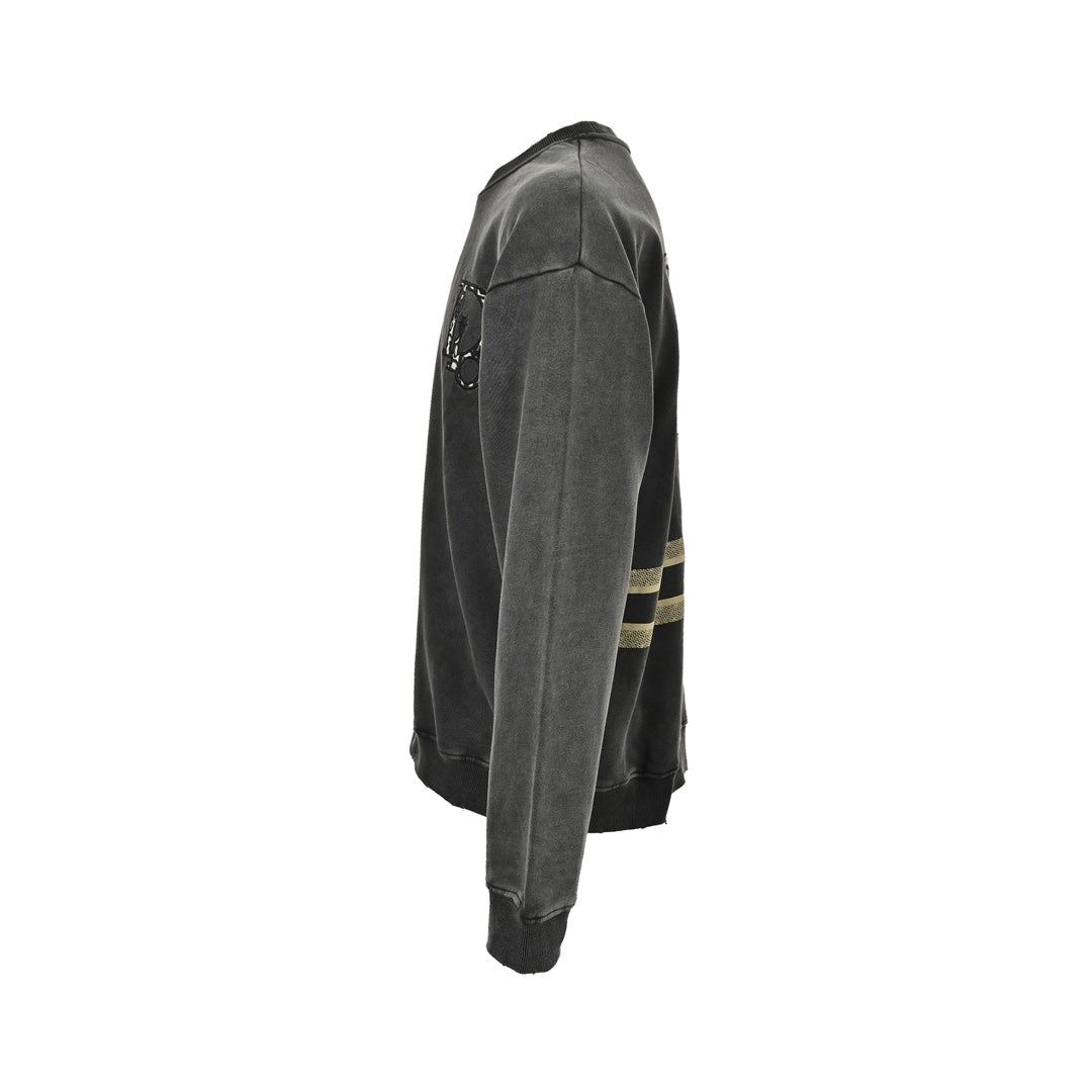 Sweat-shirt ras du cou délavé avec logo brodé