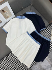 Gingham-Trimmed Polo Co-ord Sets