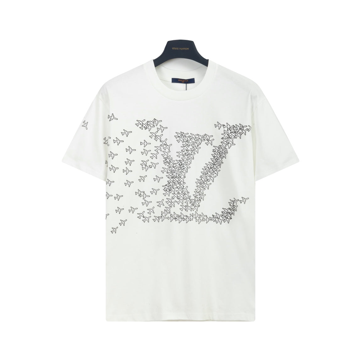 Kurzärmliges T-Shirt mit kleinem Flugzeug-Farbverlaufsdruck