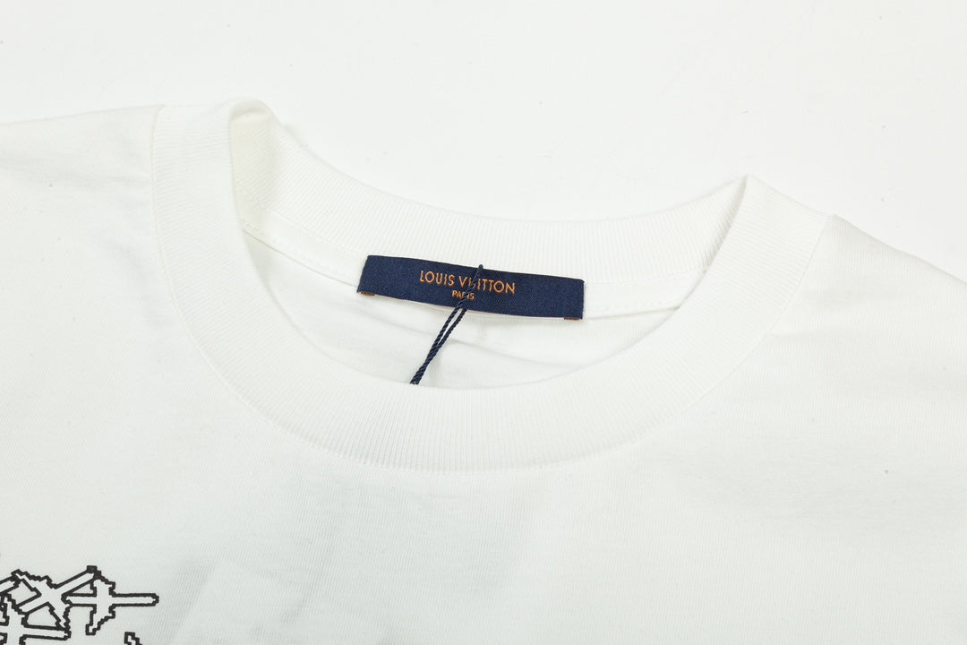 Kurzärmliges T-Shirt mit kleinem Flugzeug-Farbverlaufsdruck