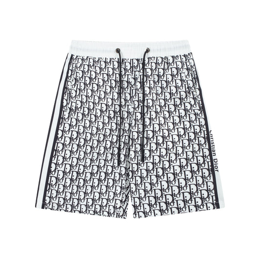 Short de plage à motifs noirs et blancs