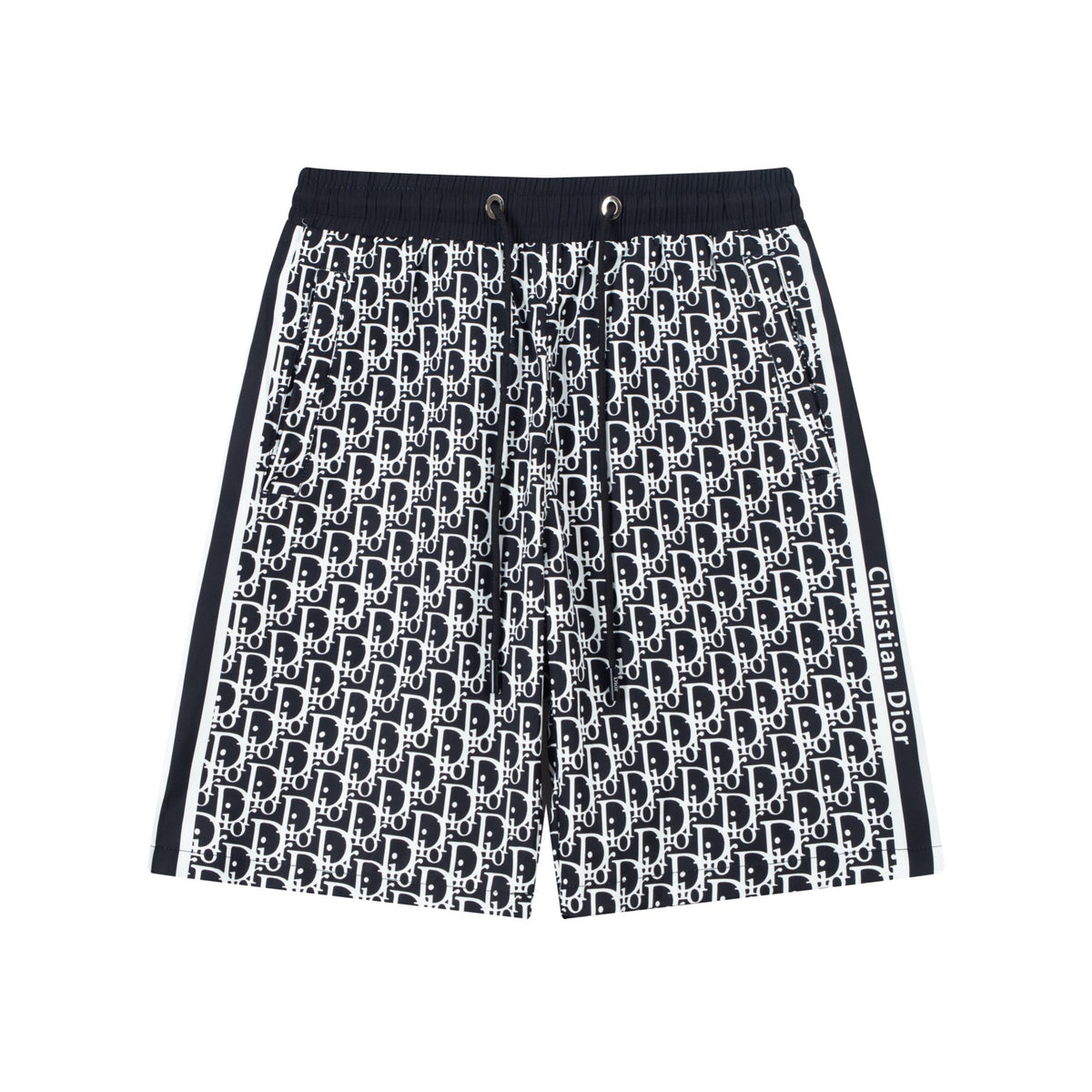 Schwarz-weiß gemusterte Strandshorts