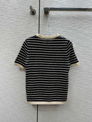 striped knitted short sleeves