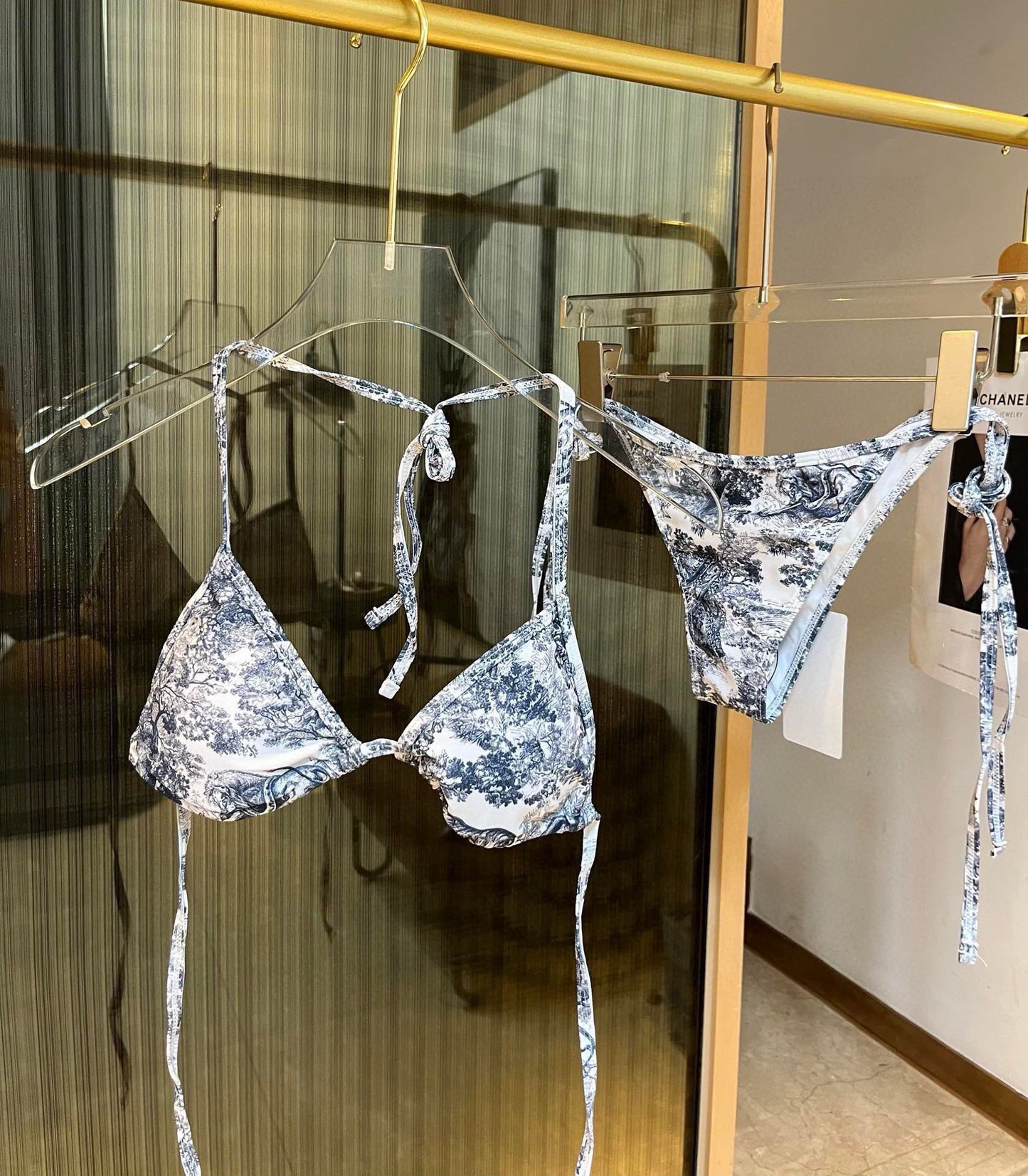 Bedrucktes Tankini-Badeanzug-Set mit Schnürung