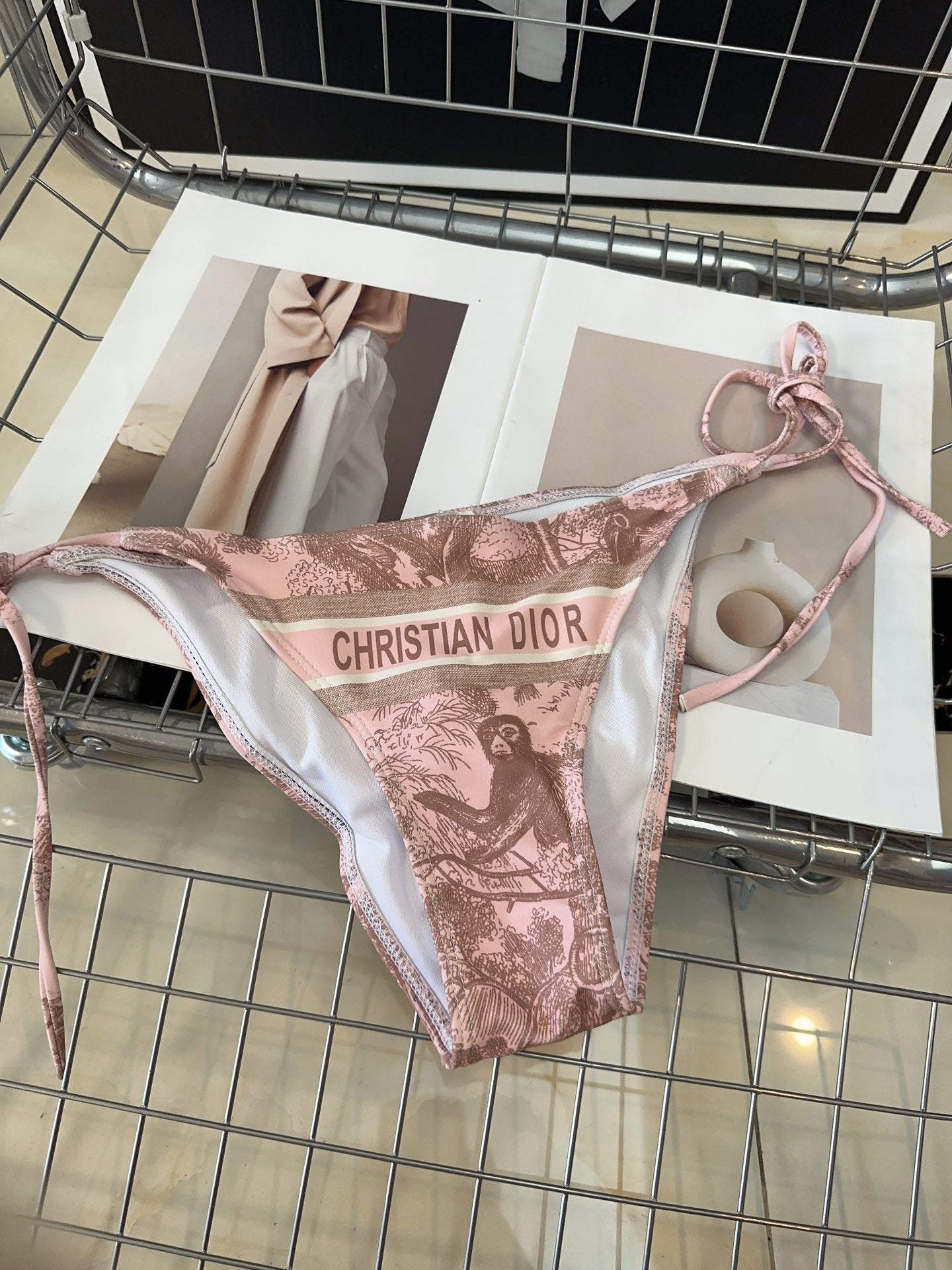 Rosa bedruckter Tankini-Badeanzug mit Schnürung