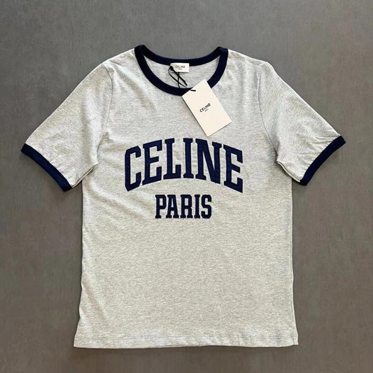 T-shirt à manches courtes brodé avec application de couleur contrastée