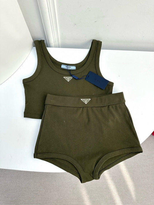 Tank top➕high waist underwear set,