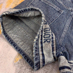 Retro distressed denim shorts