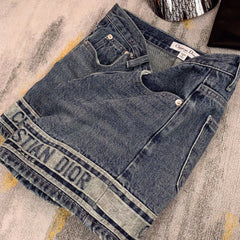Retro distressed denim shorts