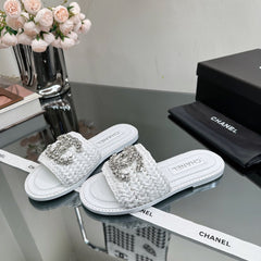 Woven beaded slippers