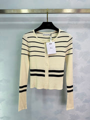 Minimalist striped knitted cardigan