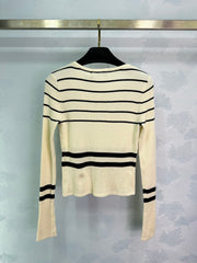 Minimalist striped knitted cardigan