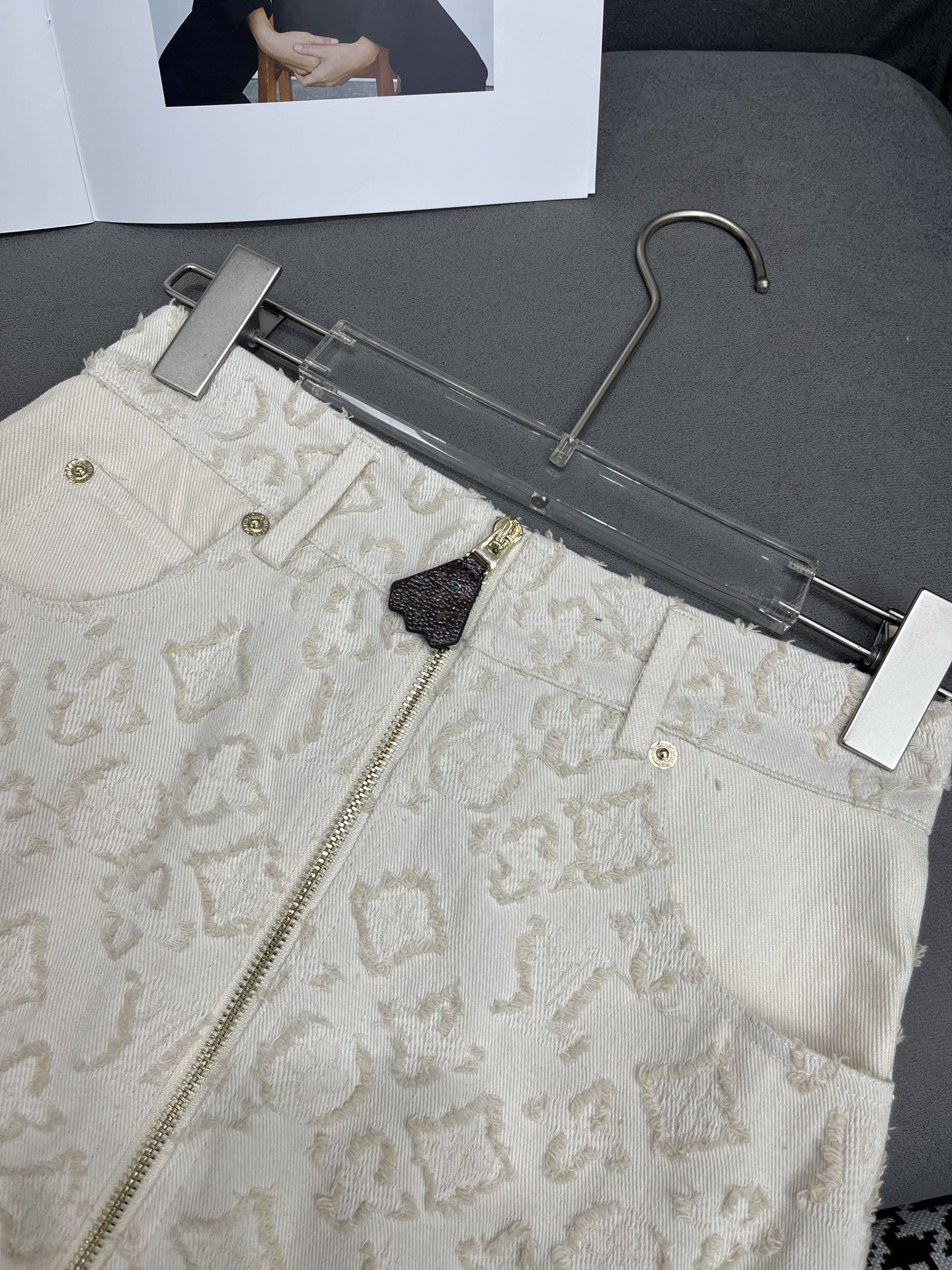 Altmodischer Jacquard-Jeansrock