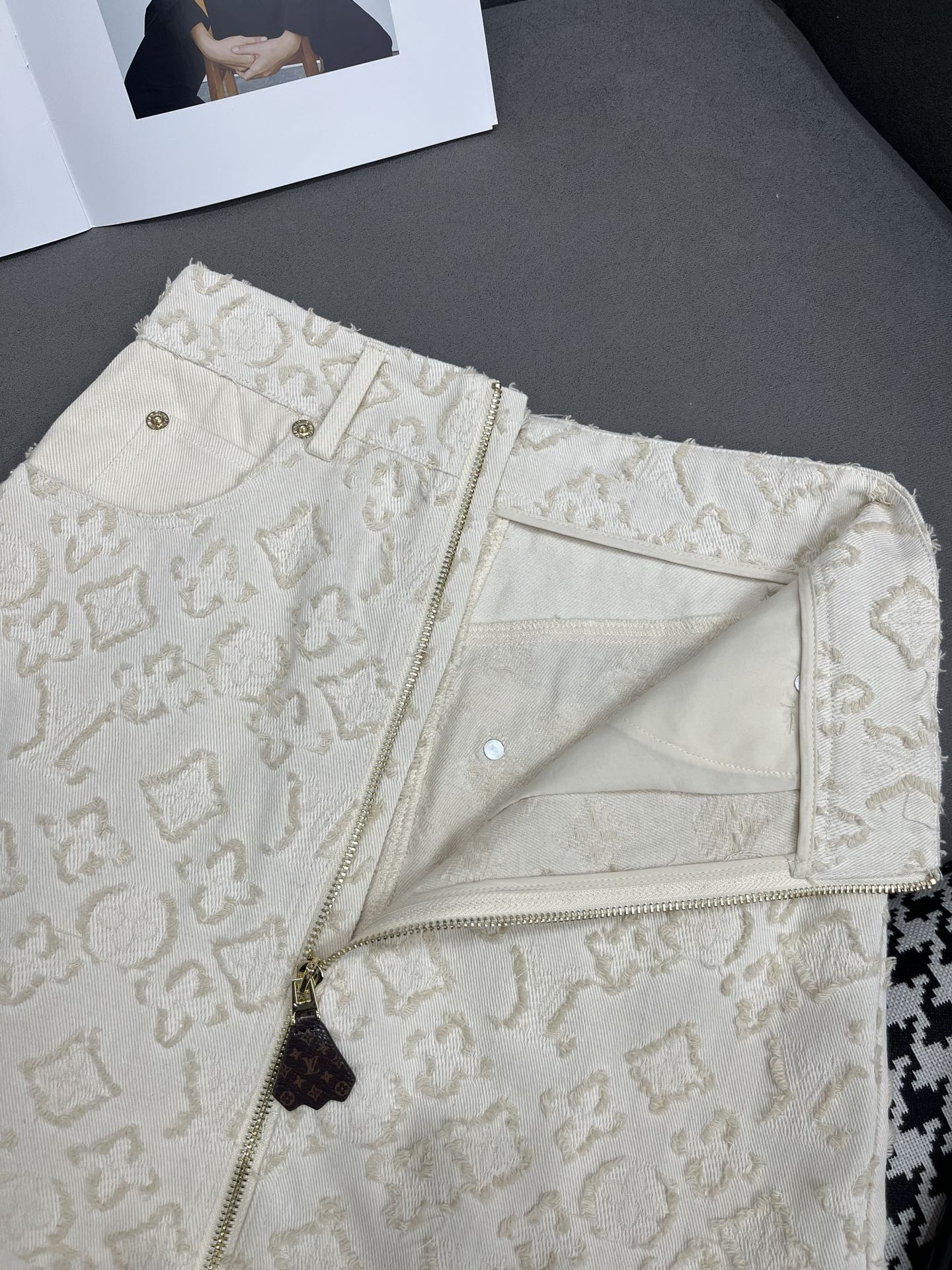 Altmodischer Jacquard-Jeansrock