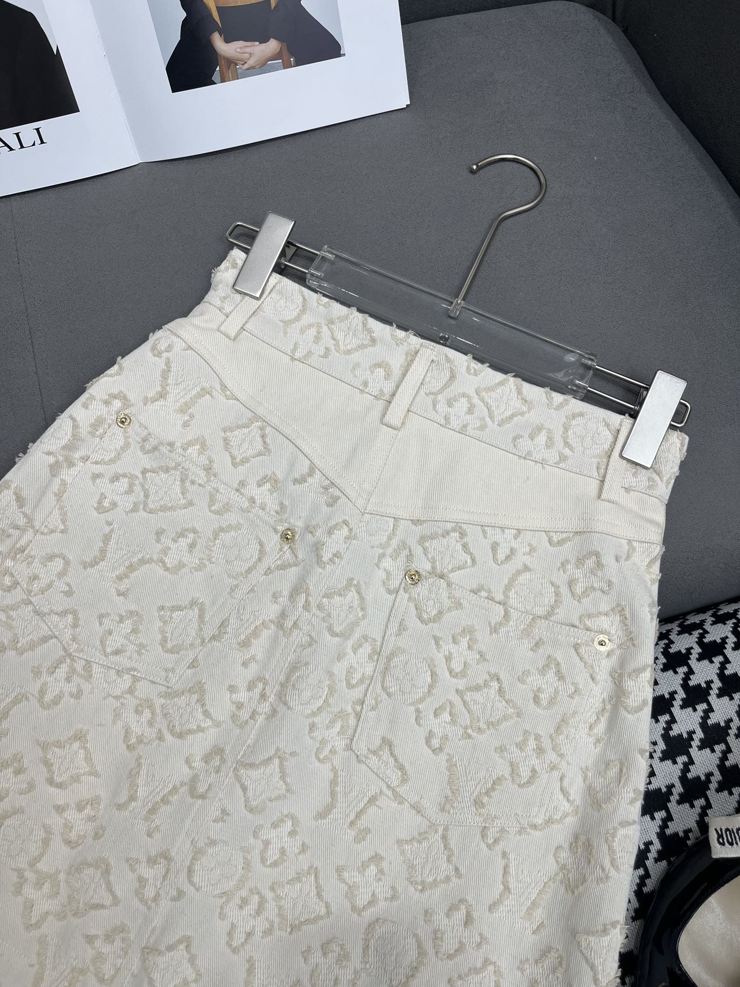 Altmodischer Jacquard-Jeansrock