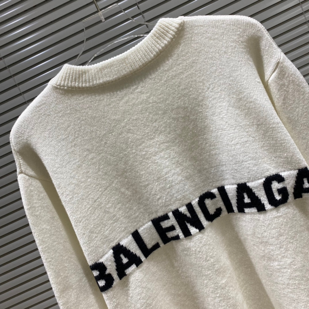 Schlichter Jacquard-Pullover mit Rundhalsausschnitt und Buchstabenlogo vorne und hinten