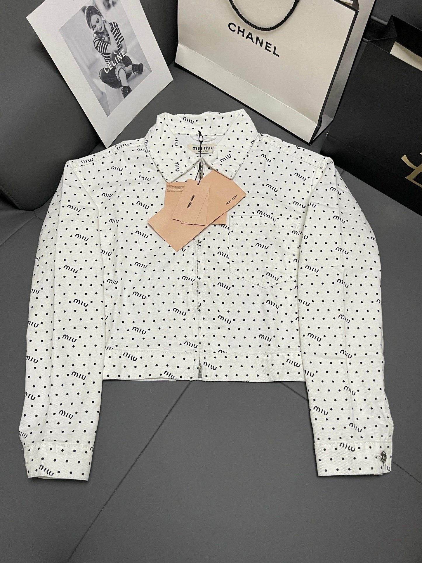 Veste en jean bicolore noir et blanc