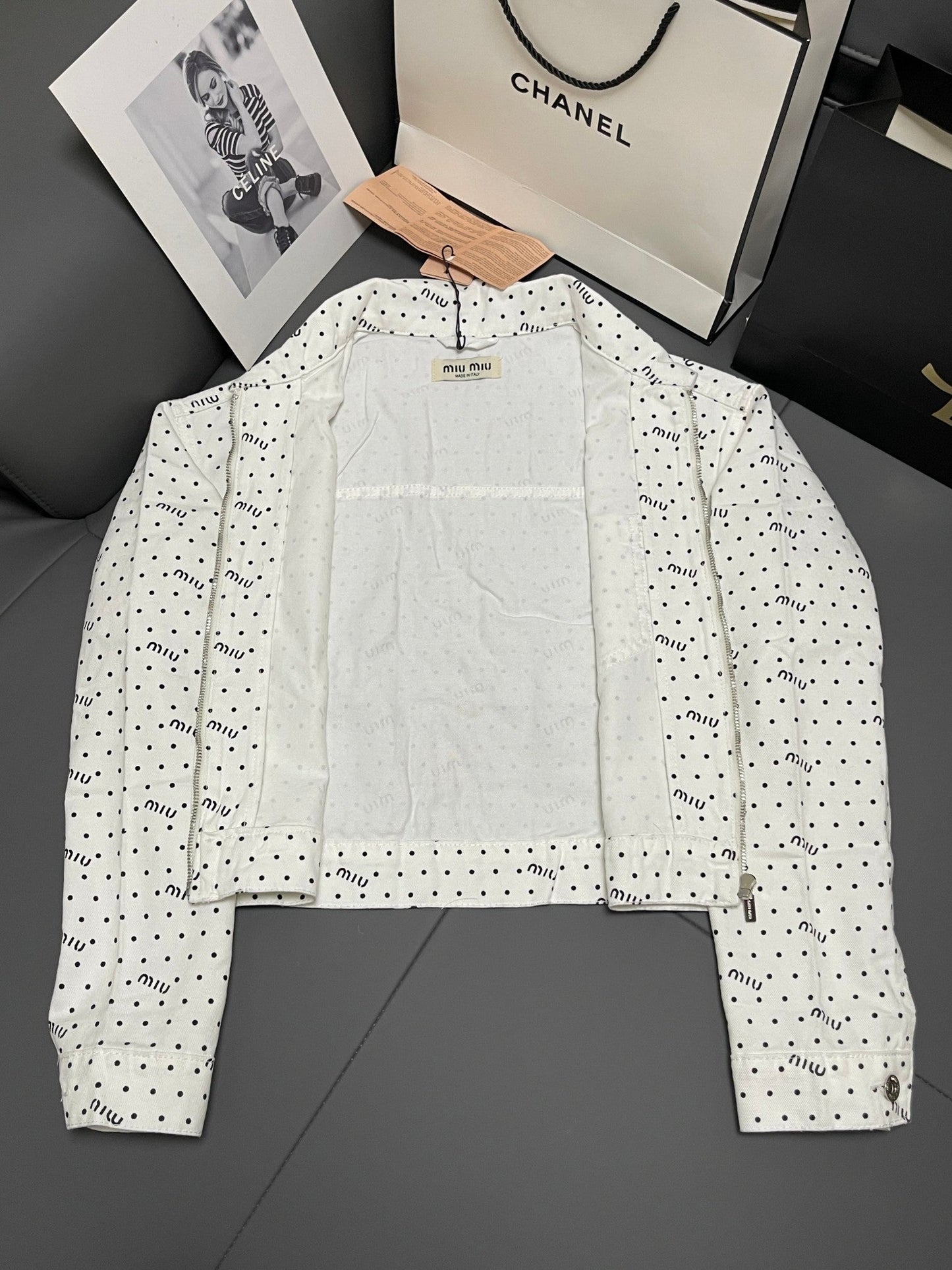 Veste en jean bicolore noir et blanc