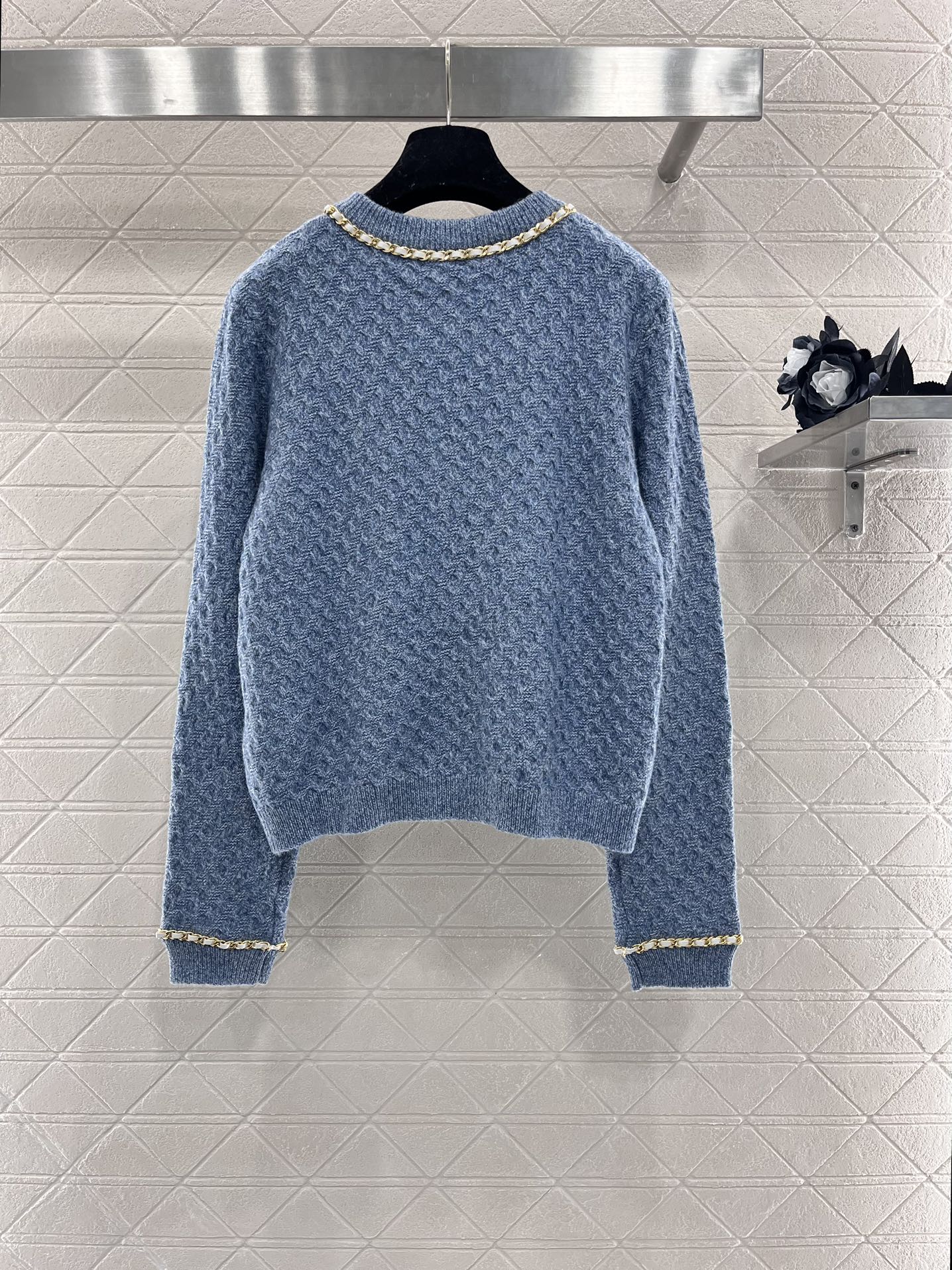 Cardigan en maille à col en V et chaîne