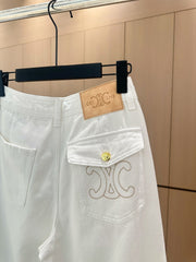 Winter heavy button decoration embroidery high waist wide leg jeans