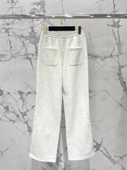 Tight waist straight-leg plush sweatpants