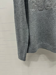 Letter embroidered round neck pullover sweater