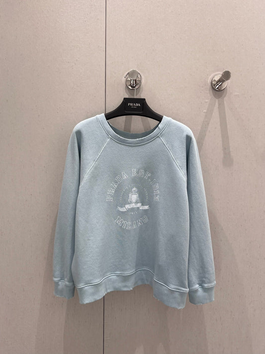 Hellblaues Sweatshirt mit Distressed-Design