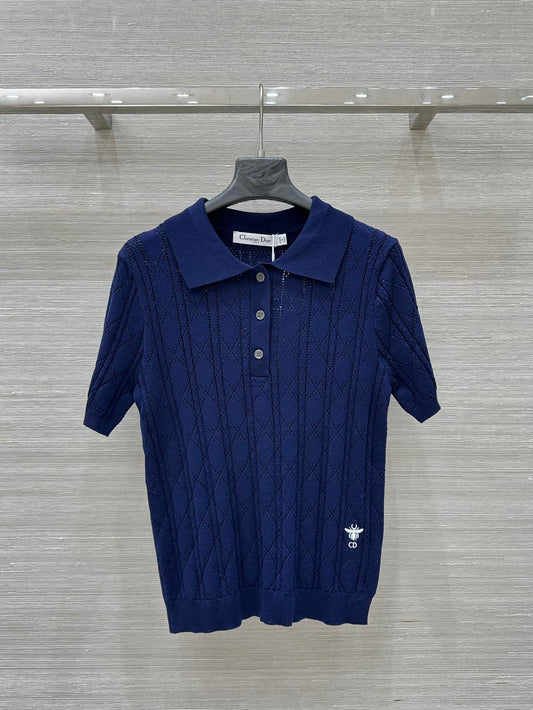 Haut polo creux à manches courtes de style célébrité