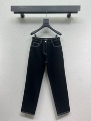 style ski series thick straight denim trousers