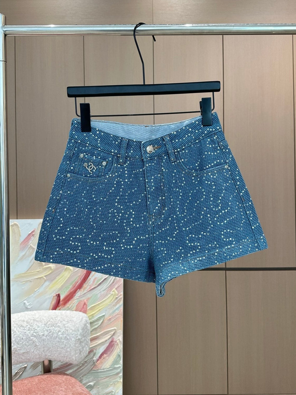 Jeansshorts mit schweren Pailletten
