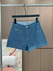 Heavy sequin denim shorts