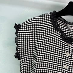 Houndstooth Short Sleeve Cardigan