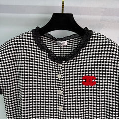 Houndstooth Short Sleeve Cardigan