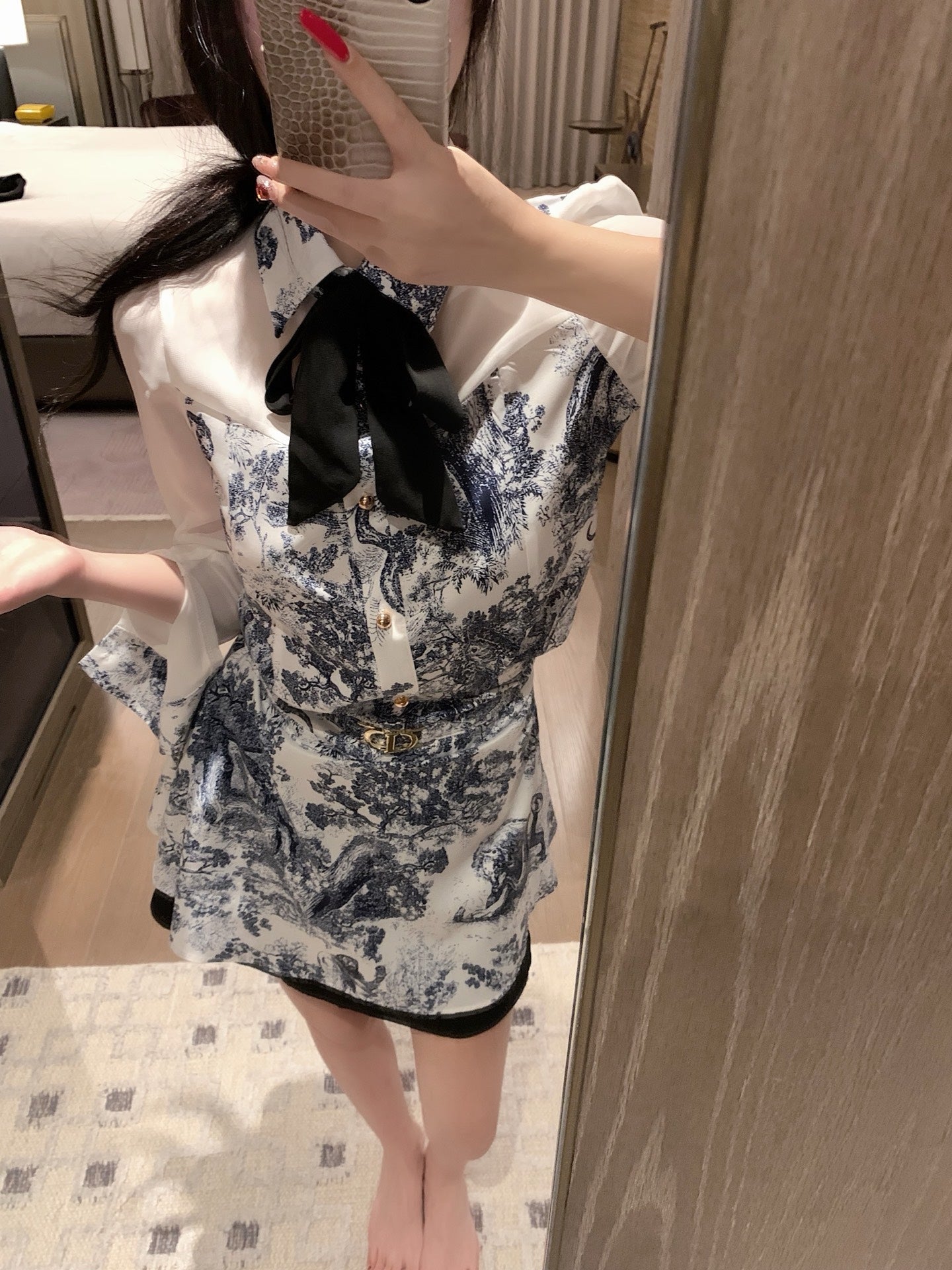 Ensemble chemise et jupe en mousseline de soie à imprimé zoo 