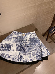 Zoo Print Satin-Paneled Chiffon Shirt and Skirt Set