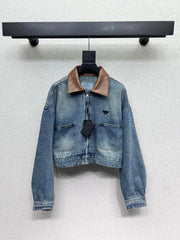 leather collar denim jacket