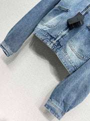 leather collar denim jacket