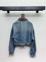 leather collar denim jacket