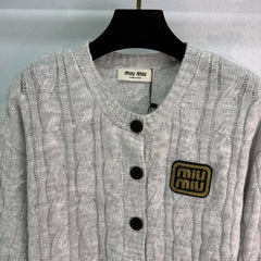 Cable Knit Crew Neck Long Sleeve Cardigan