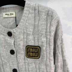 Cable Knit Crew Neck Long Sleeve Cardigan