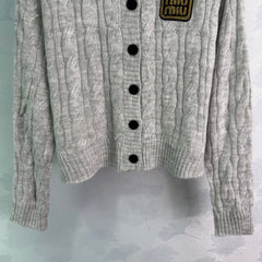Cable Knit Crew Neck Long Sleeve Cardigan