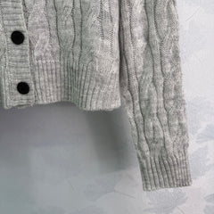 Cable Knit Crew Neck Long Sleeve Cardigan