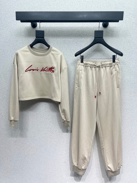 Embroidered Letter Sweatshirt Embossed Casual Suit